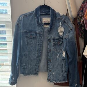 Hollister Women's Ripped Blue Jean Jacket
